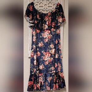 LuLaRoe Cici Florence Plus Size 3xl Crushed Velvet Floral Dress 90s Y2K Garden